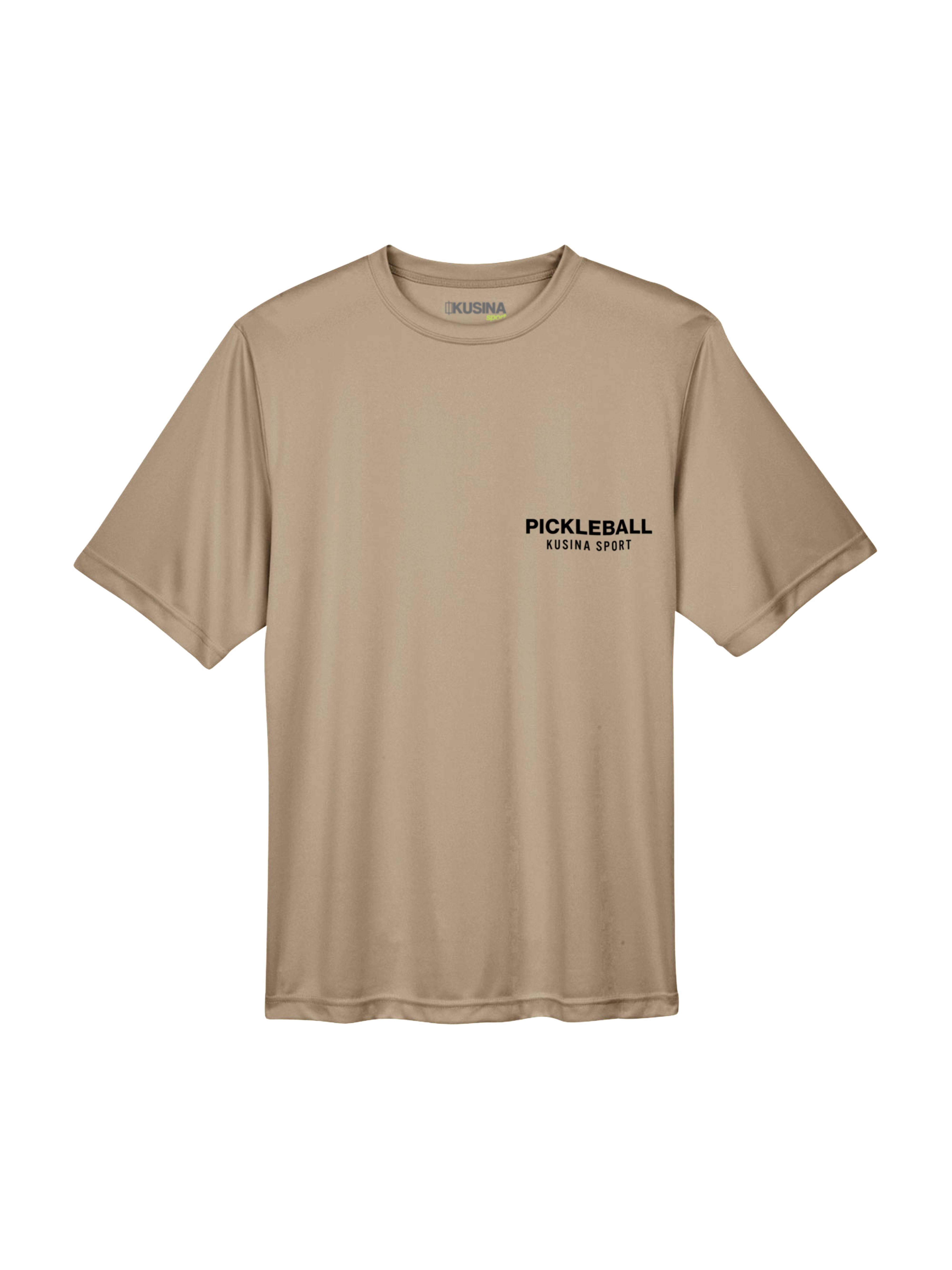 Kusina desert khakipickleball performance tee with short sleeves and printed logo on front